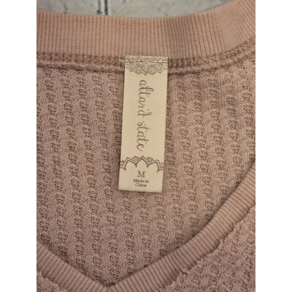Altar'd State Womens Sz M (Oversized) Waffle Knit Tunic Top Dusty Rose - Picture 7 of 8